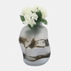 16691-01#Glass, 14''h, Dented Vase, Gray