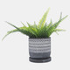 14773-07#Cem, 6" Tribal Planter W/ Saucer, Gray