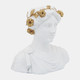 16755#Resin, 15"h Flower Lady Bust Planter, White/gold