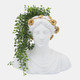 16755#Resin, 15"h Flower Lady Bust Planter, White/gold