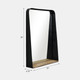 16765-01#Metal, 22x30 Mirror W/ Shelf, Black/brown