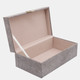 16784#Wood, S/2 10/12" Box W/ Medallion, Beige