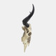 16805#Resin, 28" Bull Skull Wall Accent, Ivory/black Kd