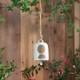16778-01#Cer, 4" Hanging Bell Circles, White/beige 