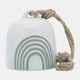 16778-04#Cer, 4" Hanging Bell Rainbow, White/green