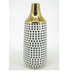 16808-01#Cer, 16"h Polka Dots Vase, Gold/white