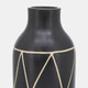 16809#Cer, 16"h Tribal Vase, Black