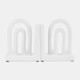 16834-01#Cer,s/2 6" Arch Bookends, White