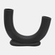16911-01#Cer, 8"h U-shaped Vase W/ Base, Black