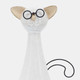 16941-01#Cer, 10"h Chubby Cat W/ Glasses, Beige