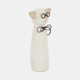 16942-03#Cer, 7"h Cat W/ Glasses, Beige