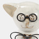 16942-03#Cer, 7"h Cat W/ Glasses, Beige
