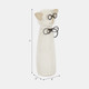 16942-03#Cer, 7"h Cat W/ Glasses, Beige