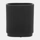 16937-04#Cer, 8"h Ridged Vase, Black