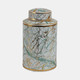 15402-04#Ceramic 12" Jar With Gold Lid, Green