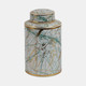 15402-04#Ceramic 12" Jar With Gold Lid, Green