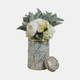 15402-04#Ceramic 12" Jar With Gold Lid, Green