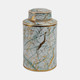 15402-04#Ceramic 12" Jar With Gold Lid, Green