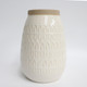 16945-02#Cer, 10"h Carved Vase, Beige