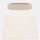16945-02#Cer, 10"h Carved Vase, Beige