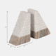 15977-04#S/2 Marble 6"h Pyramid Bookends, White/onyx