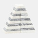15977-05#S/2 Marble 7"h Pyramid Bookends, White/gray