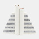 15977-05#S/2 Marble 7"h Pyramid Bookends, White/gray