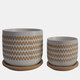 16108-07#S/2 5/6" Zig-zag Planter W/ Saucer, White