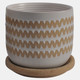 16108-07#S/2 5/6" Zig-zag Planter W/ Saucer, White