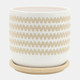 16108-07#S/2 5/6" Zig-zag Planter W/ Saucer, White