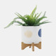 16122-04#S/2 5/8" Funky Planter W/ Stand, White