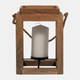 16980#Wood, 11"h Open Lantern Holder, Brown