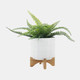 14763-04#Cer, S/2 5/8" Planter On Stand, Speckled White
