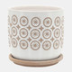 15790-01#S/2 5/6" Circles Planter W/ Saucer, Beige