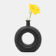 17024-02#Cer, 8"h Round Cut-out Vase, Black