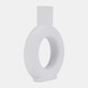 17054-01#Cer, 9" Round Cut-out Vase, White