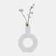 17054-01#Cer, 9" Round Cut-out Vase, White