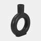 17054-02#Cer, 9" Round Cut-out Vase, Black