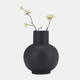 17055-02#Cer, 8"h Bulbous Vase, Black