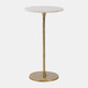 17063#Metal, 24"h Round Drink Table, Gold/white