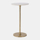 17063#Metal, 24"h Round Drink Table, Gold/white