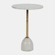 17069#Marble/metal, 21"h Side Table, White/gold Kd