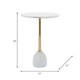 17069#Marble/metal, 21"h Side Table, White/gold Kd