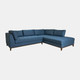 17080#Modern, Raf Fixed Corner Sofa, Blu/gray Kd 2boxes
