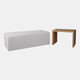 17097#53" Modern Rectangular Bench, Wood Accent, Ivory