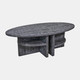 17099#Oval Coffee Table With Bottom Shelves, Gray