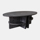 17099#Oval Coffee Table With Bottom Shelves, Gray