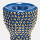 12912-27#Spiked Navy/gold Ceramic Candle Holder 16"