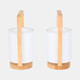 50713-02#Wood,s/2,11"h, Cylndr Tbl Lmps,nature Wood/wht