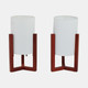 50716-01#Wood,s/2,15"h,cylnder Tripod Tbl Lamps,cherry/wht
